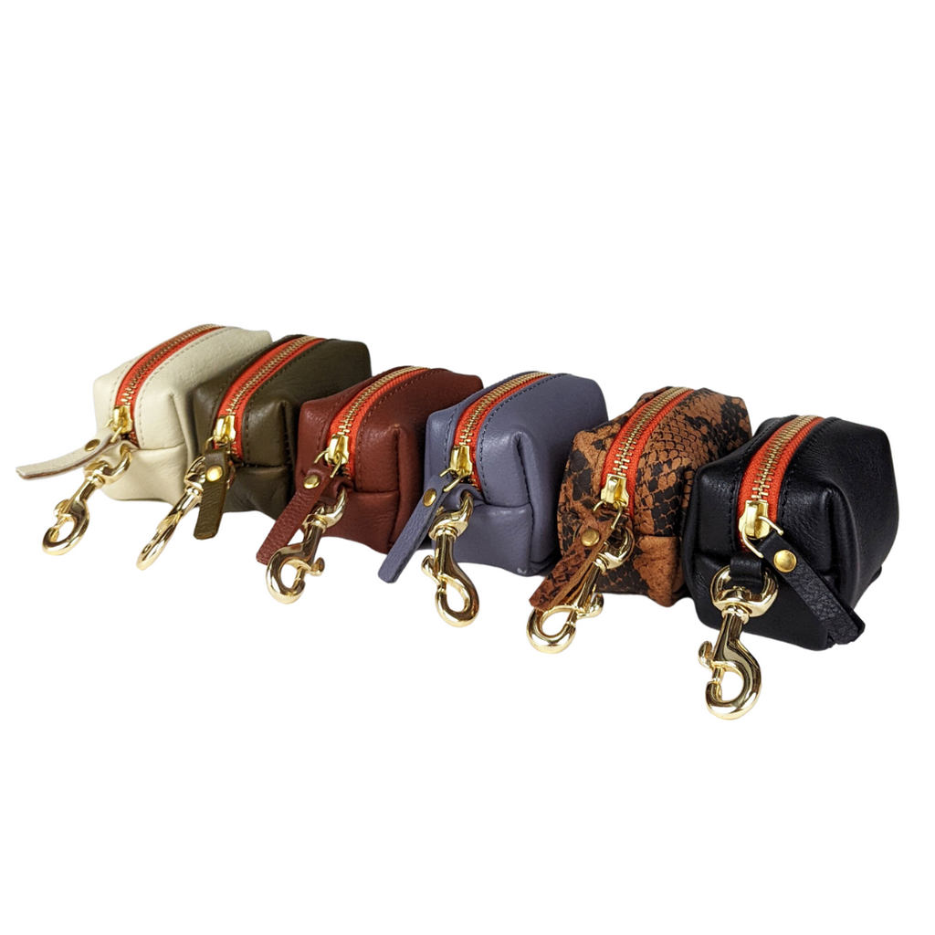 Leather poop bag holder in all colours