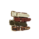 Stylish leather collars in four colours with all brass hardware for medium to large breeds