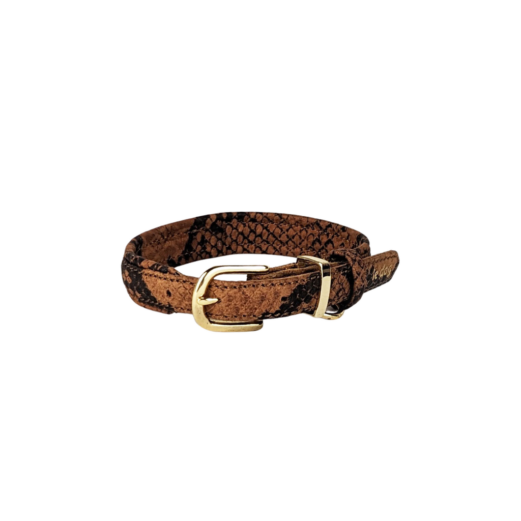 Python print padded leather collar for small breeds 